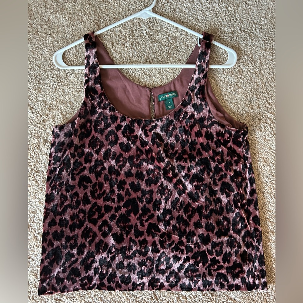 J Crew leopard print pink velvet tank top, size 4, never worn, perfect condition